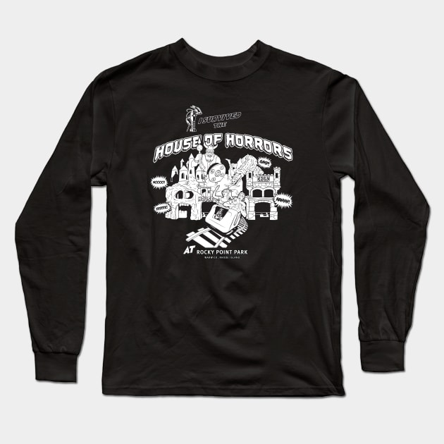 House of Horrors Rocky Point Warwick, RI (B&W) Long Sleeve T-Shirt by Chewbaccadoll